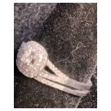 Tiara Rhodium Over Sterling Silver 1/2 ct tw Diamond Double Halo Bridal Ring Set - Size 10 Tiara Rhodium Over Sterling Silver 1/2 ct tw Diamond Double Halo Bridal Ring Set - Size 10