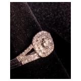 Tiara Rhodium Over Sterling Silver 1/2 ct tw Diamond Double Halo Bridal Ring Set - Size 10 Tiara Rhodium Over Sterling Silver 1/2 ct tw Diamond Double Halo Bridal Ring Set - Size 10