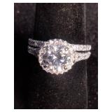 Tiara 10K Gold Round CZ Halo Bridal Set - Size 9 Tiara 10K Gold Round CZ Halo Bridal Set - Size 9