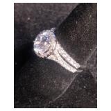 Tiara 10K Gold Round CZ Halo Bridal Set - Size 9 Tiara 10K Gold Round CZ Halo Bridal Set - Size 9