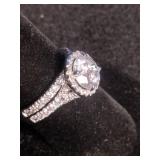 Tiara 10K Gold Round CZ Halo Bridal Set - Size 9 Tiara 10K Gold Round CZ Halo Bridal Set - Size 9