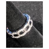 Rhodium Over Sterling Silver 5mm x 3mm Oval Black Onyx and Lab-Created White Sapphire Accent Ring Rhodium Over Sterling Silver 5mm x 3mm Oval Black Onyx and Lab-Created White Sapphire Accent Ring