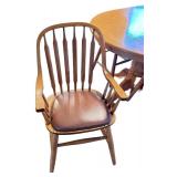 Oak Dining Table Includes 6 Chairs With Leather Cushions