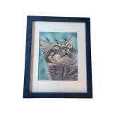 Framed Origial Artwork of Cat Portrait
