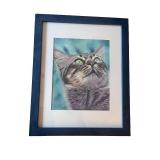 Framed Origial Artwork of Cat Portrait