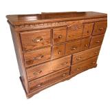 Solid Oak Dresser with Tri-Fold Mirror