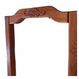 Antique Oak Swivel Floor Mirror with Intricate Carvings