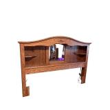 Oak Queen Headboard with Shelf & Mirror