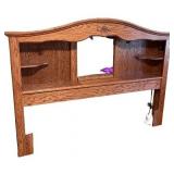 Oak Queen Headboard with Shelf & Mirror