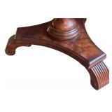 Round Wood Pedestal Table with Decorative Base