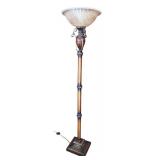 Elegant Torchiere Floor Lamp with Glass Shade