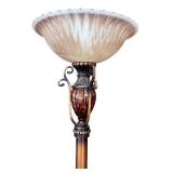 Elegant Torchiere Floor Lamp with Glass Shade
