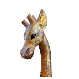 Set of 2 Wooden Animal Sculptures - Giraffe and Zebra