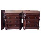 Pair of Three-Drawer Wooden Bedside Tables