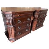 Pair of Three-Drawer Wooden Bedside Tables