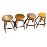 Set of 4 Wooden Bar Stools with Footrests