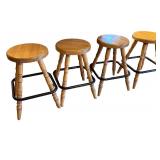 Set of 4 Wooden Bar Stools with Footrests