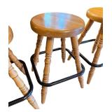 Set of 4 Wooden Bar Stools with Footrests