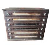 Antique Wooden Spool Cabinet
