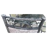 Elegant Glass Top Patio Table with 6 Metal Leaf Design Chairs