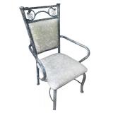 Elegant Glass Top Patio Table with 6 Metal Leaf Design Chairs