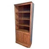Solid Wood Bookcase with Adjustable Shelves & Lower Cabinet
