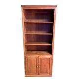 Solid Wood Bookcase with Adjustable Shelves & Lower Cabinet