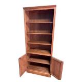 Solid Wood Bookcase with Adjustable Shelves & Lower Cabinet