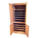 Tall Wooden Storage Cabinet with Adjustable Shelves