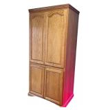 Tall Wooden Storage Cabinet with Adjustable Shelves
