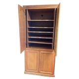 Tall Wooden Storage Cabinet with Adjustable Shelves