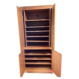Tall Wooden Storage Cabinet with Adjustable Shelves