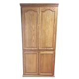 Tall Wooden Storage Cabinet with Adjustable Shelves