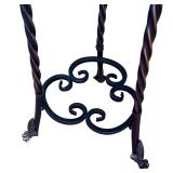 Wrought Iron Accent Table with Animal Print Glass Top