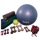 Complete Home Fitness Set with Dumbbells, Exercise Ball, and DVDs
