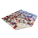 Vintage Patchwork Quilt with Colorful Fabric Squares