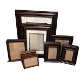 Assorted Set of 9 Picture Frames in Dark Wood Finish