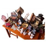Decorative Home Decor Collection Including Birdhouses and Figurines