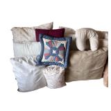 Assorted Bed and Decorative Pillows with Cushion and Neck Pillow