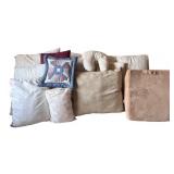 Assorted Bed and Decorative Pillows with Cushion and Neck Pillow