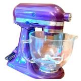 Purple KitchenAid Artisan Stand Mixer with Attachments, Baking Pans, and Bowls