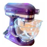 Purple KitchenAid Artisan Stand Mixer with Attachments, Baking Pans, and Bowls