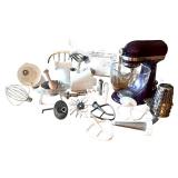 Purple KitchenAid Artisan Stand Mixer with Attachments, Baking Pans, and Bowls