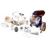 Purple KitchenAid Artisan Stand Mixer with Attachments, Baking Pans, and Bowls