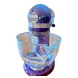 Purple KitchenAid Artisan Stand Mixer with Attachments, Baking Pans, and Bowls