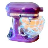 Purple KitchenAid Artisan Stand Mixer with Attachments, Baking Pans, and Bowls