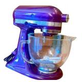 Purple KitchenAid Artisan Stand Mixer with Attachments, Baking Pans, and Bowls