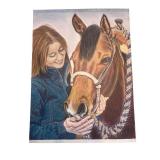 Original Artwork of Girl with Horse Portrait on Canvas