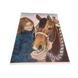 Original Artwork of Girl with Horse Portrait on Canvas
