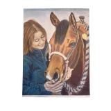 Original Artwork of Girl with Horse Portrait on Canvas